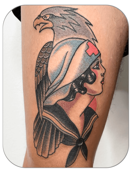 enfermera tattoo tradicional hecho en the last gallery tattoo, Mollet del Vallès, Barcelona