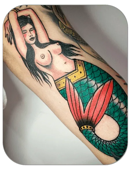 sirena tattoo tradicional hecho en the last gallery tattoo, Mollet del Vallès, Barcelona