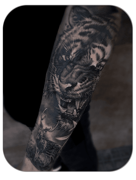 Tattoo tigre hecho por Deivid en The last Gallery tattoo en Mollet del Vallès, Barcelona