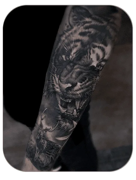 Tattoo tigre hecho por Deivid en The last Gallery tattoo en Mollet del Vallès, Barcelona