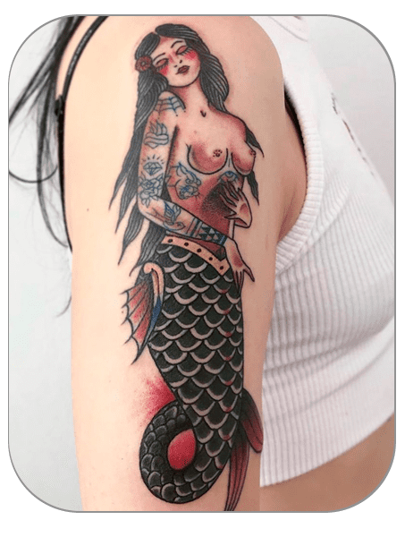 sirena tattoo tradicional hecho en the last gallery tattoo, Mollet del Vallès, Barcelona