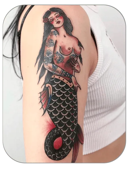 sirena tattoo tradicional hecho en the last gallery tattoo, Mollet del Vallès, Barcelona