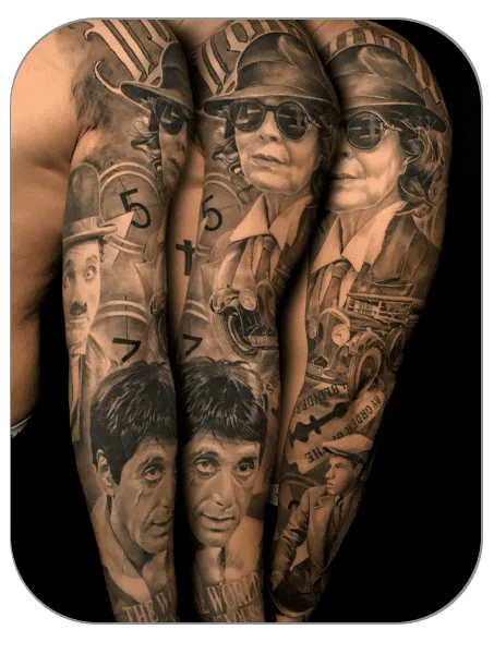 sleeve manga scarface poly azumi tattoo, tattoo realista, tattoo Mollet del Vallès (Barcelona)