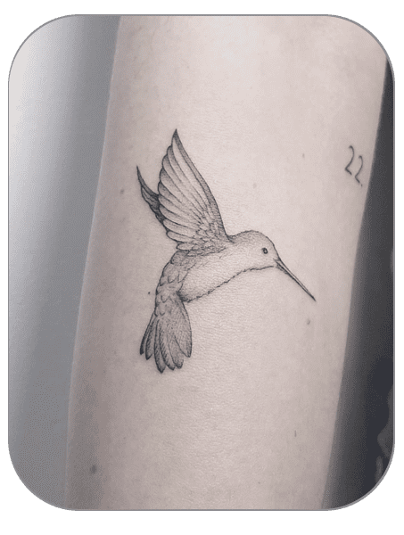 tatuaje de colibrí estilo Fineline hecho por Carla en the last gallery tattoo studio Mollet del Vallès, Barcelona, tatuaje femenino y fino