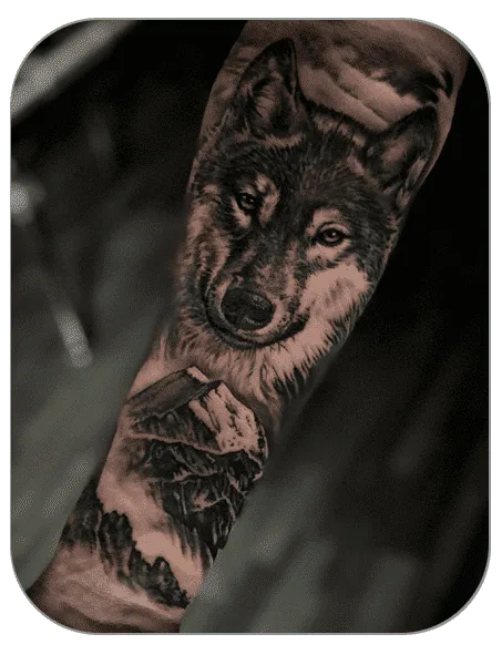 tattoo lobo hecho por Deivid en The last Gallery tattoo en Mollet del Vallès, Barcelona