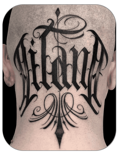 tattoo cabeza Lettering